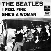 I Feel Fine / She's A Woman, Parlophone UK, R 5200, November 27th, 1964, 7″45 RPM.