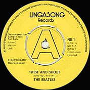 Twist And Shout / Falling In Love Again, Lingasong UK, NB 1, June 24th, 1977, 7″45 RPM.