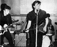 Stuart Sutcliffe, John Lennon, Paul McCartney, Tommy Moore, George Harrison, May 10th, 1960.