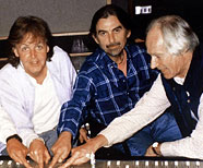 Ringo Starr, Paul McCartney, George Harrison & George Martin, March 31, 1995.