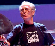 Ginger Baker of Cream pictured on stage during their reunion concert at The Royal Albert Hall, 06 May 2005. (Photo by Robert Whitaker/Getty Images).