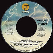 Medley U.S.A.: Travelin' Band / Lodi / The Midnight Special / Born On The Bayou / Proud Mary / Lookin' Out My Back Door / Green River / Bad Moon Rising, Fantasy USA 917, August 19th 1981, 7″45 RPM.