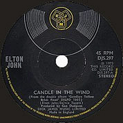 Candle In The Wind / Bennie And The Jets, DJM UK, DJS 297, February 22, 1974, 7″45 RPM.