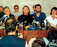 Пресс-конференция «Pink Floyd», Москва 03 июня 1989 года. Фото: Алиогина.