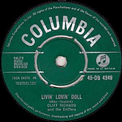 Cliff Richard And The Drifters,  Livin' Lovin' Doll / Steady With You, Columbia DB 4203, Nov 1958, 7″45 RPM.