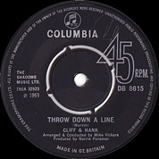 Cliff And Hank: Throw Down A Line / Reflections, Columbia DB 8615, 5 Sep 1969, 7″45 RPM.
