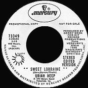 Sweet Lorraine / Blind Eye, Mercury 73349, Dec 1972, 7″45 RPM.