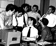 Cliff Richard with The Shadows, in studio, 1962.